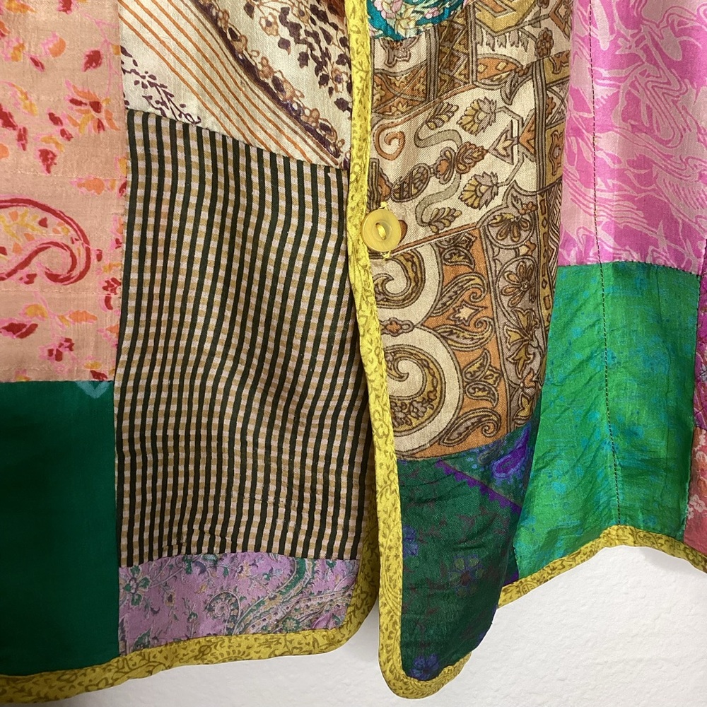 Patchwork Silk Reversible Jacket Lg - image 6